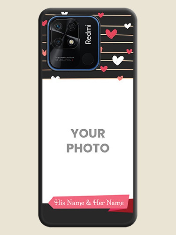 Custom Love Pattern with Name on Pink Ribbon  on Photo on Space Black Soft Matte Back Cover - Redmi 10 - alternate view