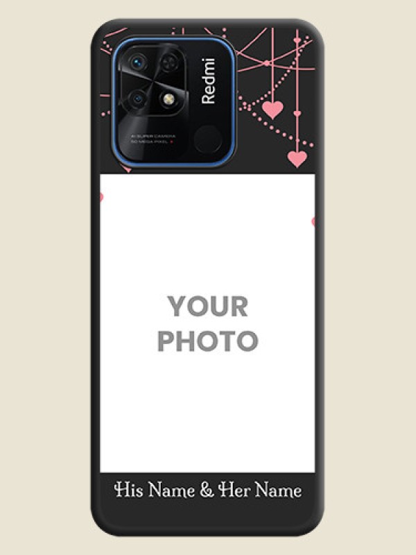 Custom Pink Love Hangings with Text on Space Black Custom Soft Matte Back Cover - Redmi 10 - alternate view