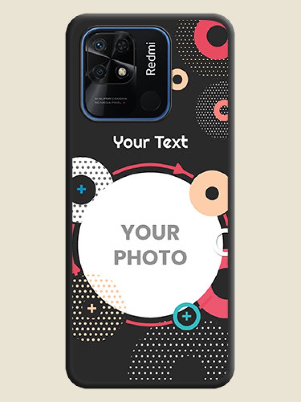 Custom Multicoloured Round Image on Personalised Space Black Soft Matte Cases - Redmi 10 - alternate view