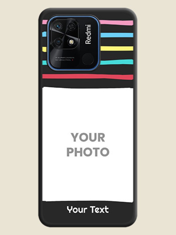 Custom Multicolor Lines with Image on Space Black Personalized Soft Matte Phone Covers - Redmi 10 - alternate view