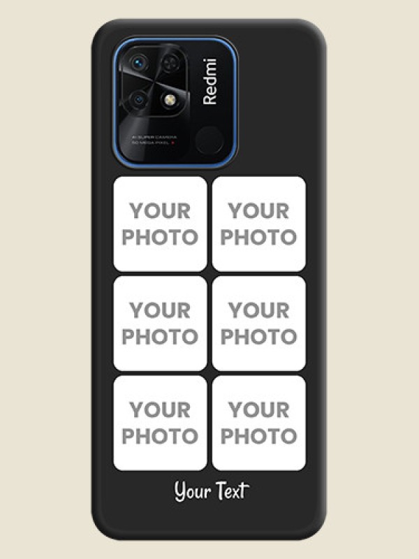 Custom Floral Art with 6 Image Holder on Photo on Space Black Soft Matte Mobile Case - Redmi 10 - alternate view