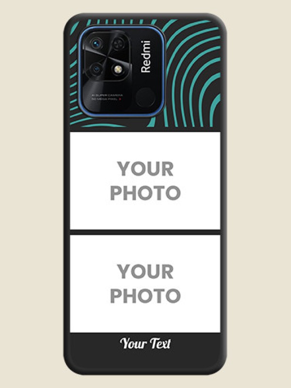 Custom Wave Pattern with 2 Image Holder on Space Black Personalized Soft Matte Phone Covers - Redmi 10 - alternate view