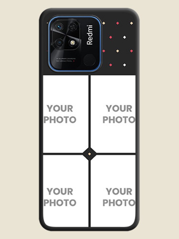 Custom Multicolor Dotted Pattern with 4 Image Holder on Space Black Custom Soft Matte Phone Cases - Redmi 10 - alternate view