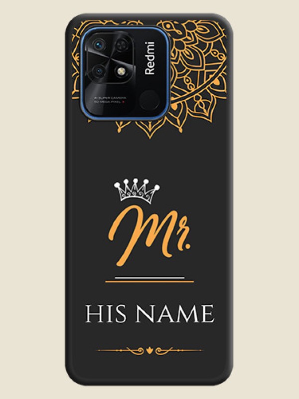Custom Mr Name with Floral Design  on Personalised Space Black Soft Matte Cases - Redmi 10 - alternate view