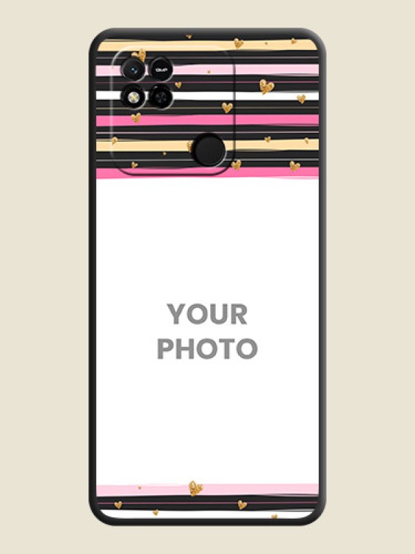 Custom Multicolor Lines and Golden Love Symbols Design on Photo on Space Black Soft Matte Mobile Cover - Xiaomi Redmi 10A Sport - alternate view