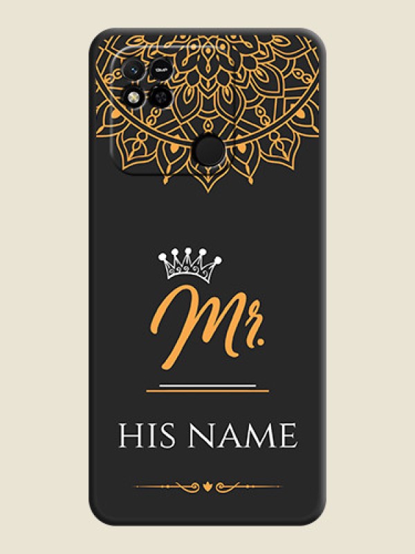 Custom Mr Name with Floral Design  on Personalised Space Black Soft Matte Cases - Xiaomi Redmi 10A Sport - alternate view