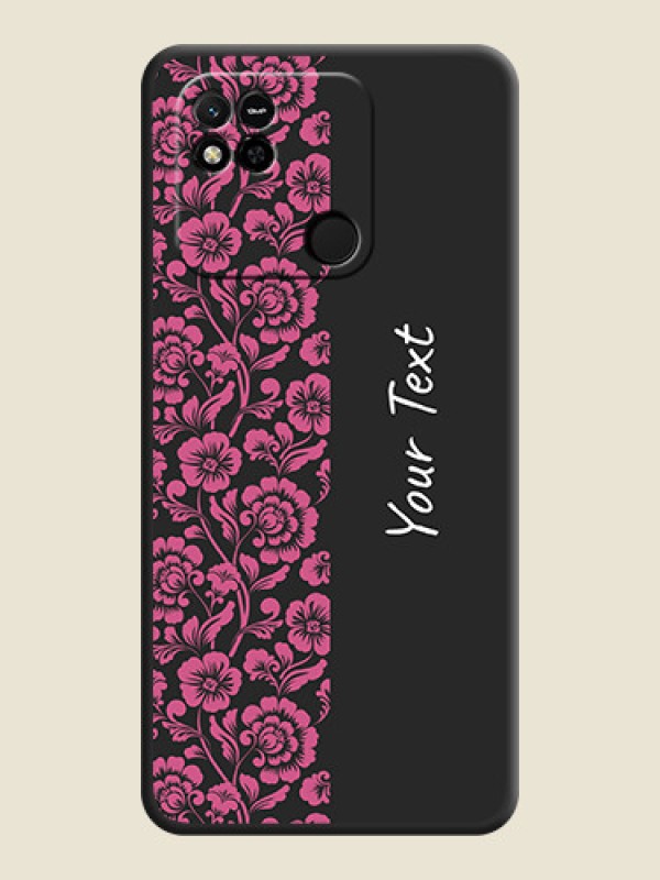 Custom Pink Floral Pattern Design With Custom Text On Space Black Personalized Soft Matte Phone Covers -Xiaomi Redmi 10A Sport - alternate view
