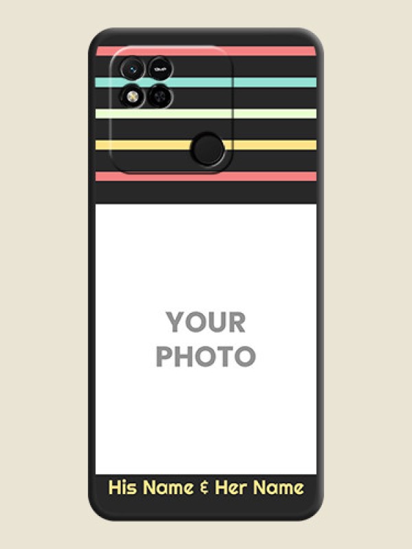 Custom Color Stripes with Photo and Text on Photo on Space Black Soft Matte Mobile Case - Xiaomi Redmi 10A - alternate view