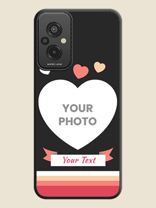 Custom Love Shaped Photo with Colorful Stripes on Personalised Space Black Soft Matte Cases - Xiaomi Redmi 11 Prime 4G - alternate view