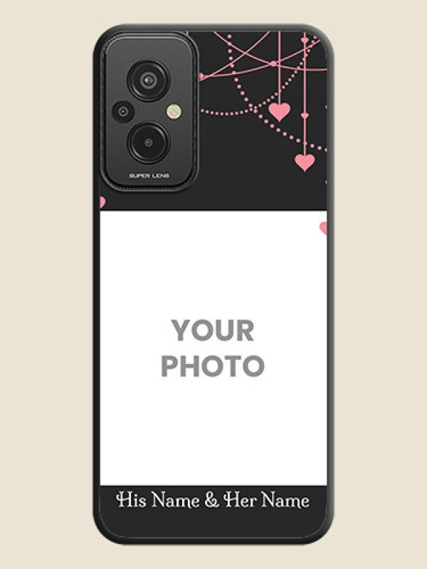 Custom Pink Love Hangings with Text on Space Black Custom Soft Matte Back Cover - Xiaomi Redmi 11 Prime 4G - alternate view