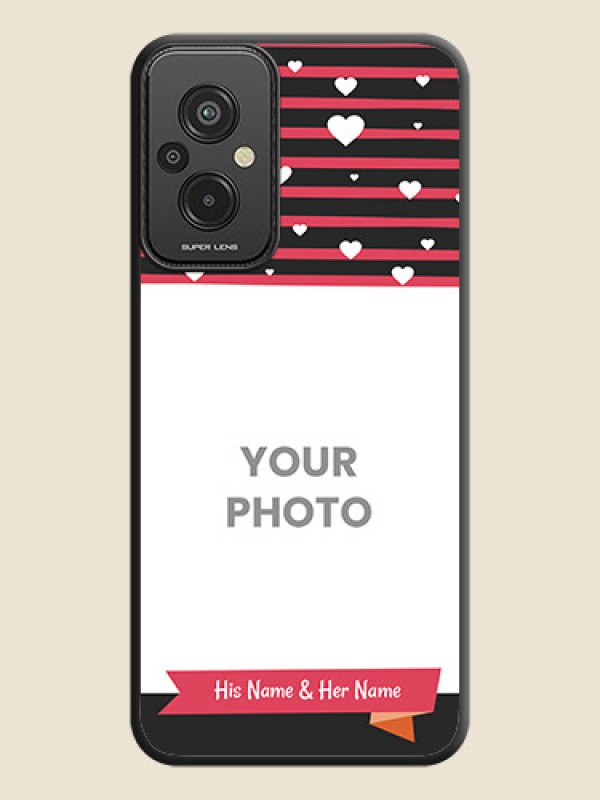 Custom White Color Love Symbols with Pink Lines Pattern on Space Black Custom Soft Matte Phone Cases - Xiaomi Redmi 11 Prime 4G - alternate view