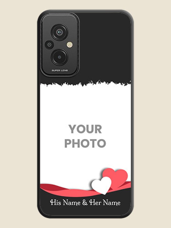 Custom Pin Color Love Shaped Ribbon Design with Text on Space Black Custom Soft Matte Phone Back Cover - Xiaomi Redmi 11 Prime 4G - alternate view