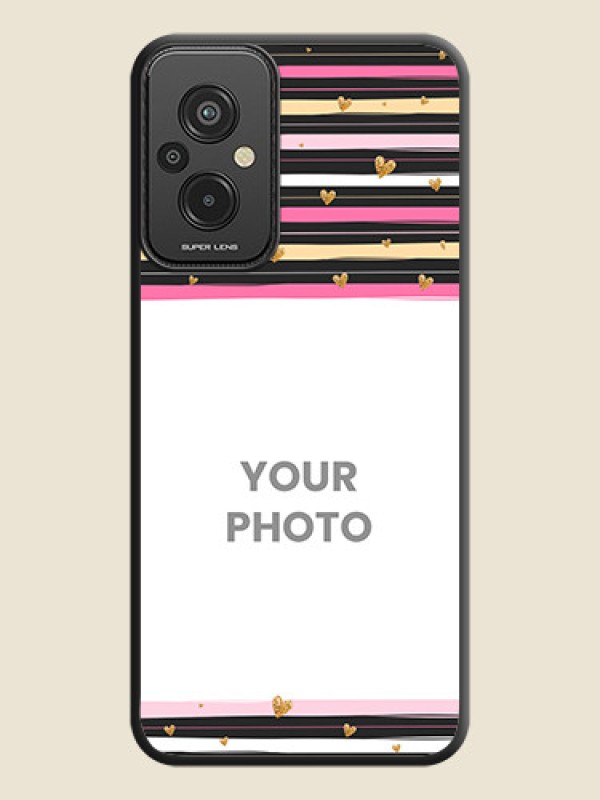 Custom Multicolor Lines and Golden Love Symbols Design on Photo on Space Black Soft Matte Mobile Cover - Xiaomi Redmi 11 Prime 4G - alternate view