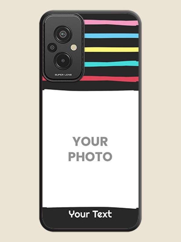 Custom Multicolor Lines with Image on Space Black Personalized Soft Matte Phone Covers - Xiaomi Redmi 11 Prime 4G - alternate view