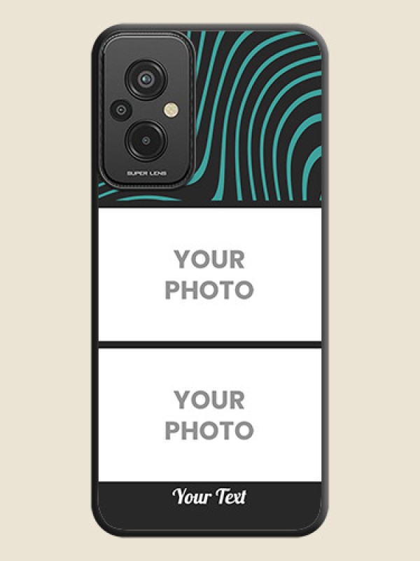 Custom Wave Pattern with 2 Image Holder on Space Black Personalized Soft Matte Phone Covers - Xiaomi Redmi 11 Prime 4G - alternate view