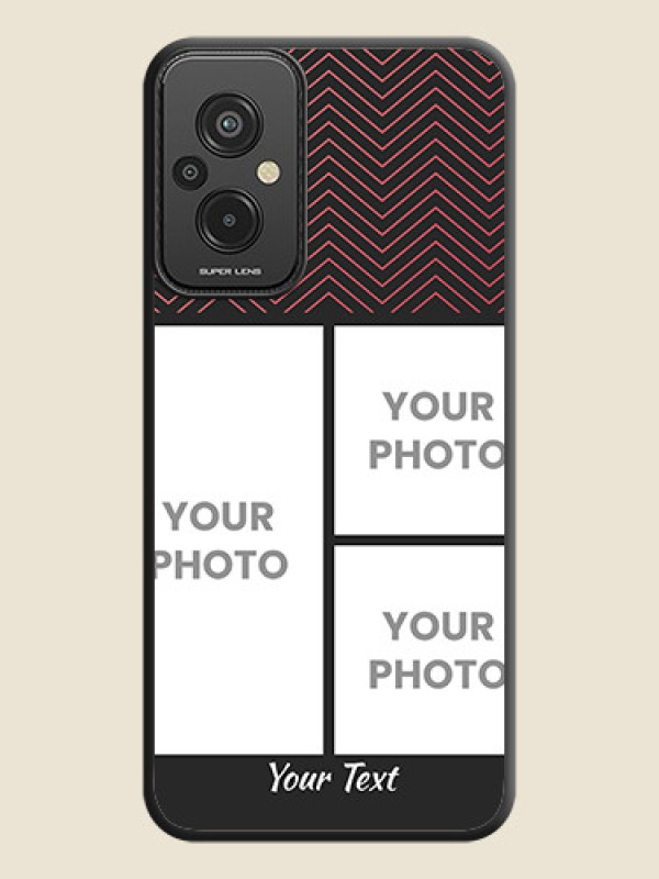 Custom Wave Pattern with 3 Image Holder on Space Black Custom Soft Matte Back Cover - Xiaomi Redmi 11 Prime 4G - alternate view