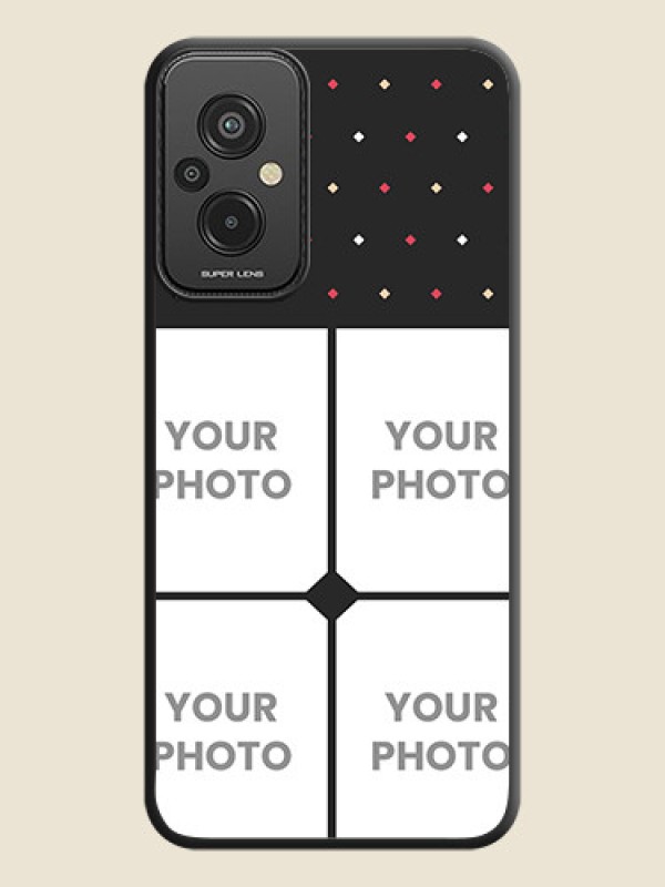 Custom Multicolor Dotted Pattern with 4 Image Holder on Space Black Custom Soft Matte Phone Cases - Xiaomi Redmi 11 Prime 4G - alternate view