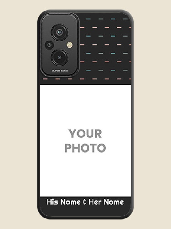 Custom Line Pattern Design with Text on Space Black Custom Soft Matte Phone Back Cover - Xiaomi Redmi 11 Prime 4G - alternate view