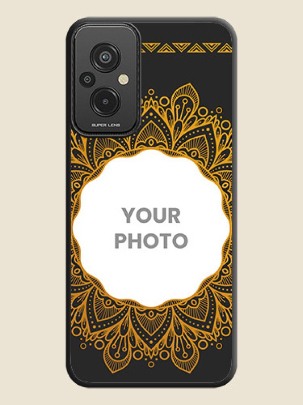 Custom Round Image with Floral Design on Photo on Space Black Soft Matte Mobile Cover - Xiaomi Redmi 11 Prime 4G - alternate view