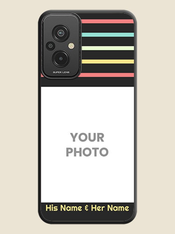 Custom Color Stripes with Photo and Text on Photo on Space Black Soft Matte Mobile Case - Xiaomi Redmi 11 Prime 4G - alternate view