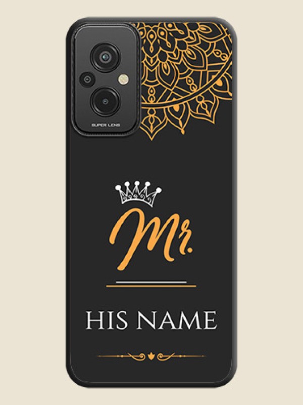 Custom Mr Name with Floral Design  on Personalised Space Black Soft Matte Cases - Xiaomi Redmi 11 Prime 4G - alternate view