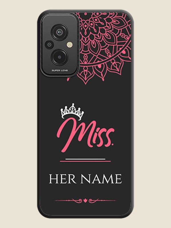 Custom Mrs Name with Floral Design on Space Black Personalized Soft Matte Phone Covers - Xiaomi Redmi 11 Prime 4G - alternate view