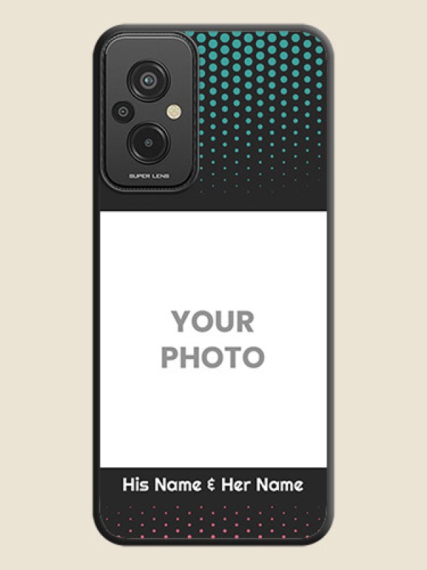 Custom Faded Dots with Grunge Photo Frame and Text on Space Black Custom Soft Matte Phone Cases - Xiaomi Redmi 11 Prime 4G - alternate view