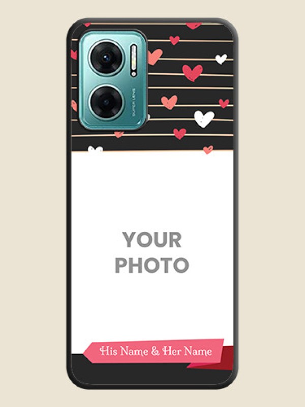 Custom Love Pattern with Name on Pink Ribbon  on Photo on Space Black Soft Matte Back Cover - Xiaomi Redmi 11 Prime 5G - alternate view