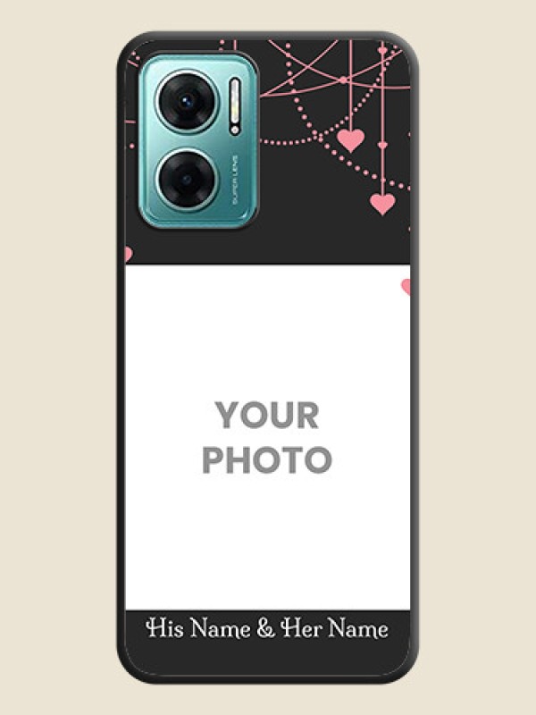 Custom Pink Love Hangings with Text on Space Black Custom Soft Matte Back Cover - Xiaomi Redmi 11 Prime 5G - alternate view