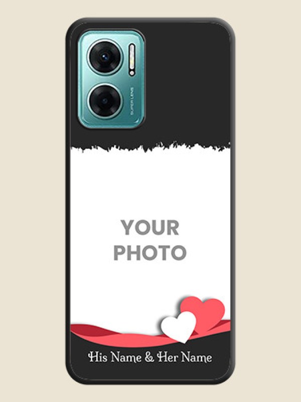 Custom Pin Color Love Shaped Ribbon Design with Text on Space Black Custom Soft Matte Phone Back Cover - Xiaomi Redmi 11 Prime 5G - alternate view