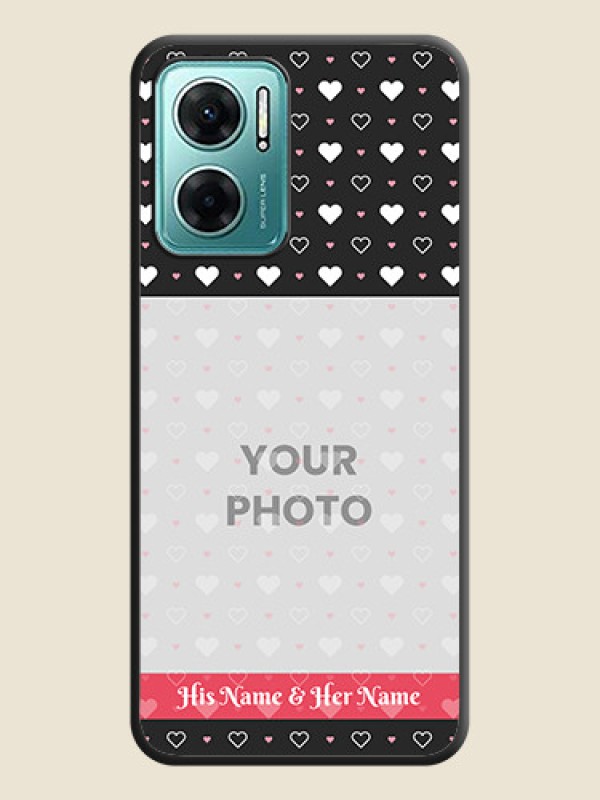 Custom White Color Love Symbols with Text Design on Photo on Space Black Soft Matte Phone Cover - Xiaomi Redmi 11 Prime 5G - alternate view