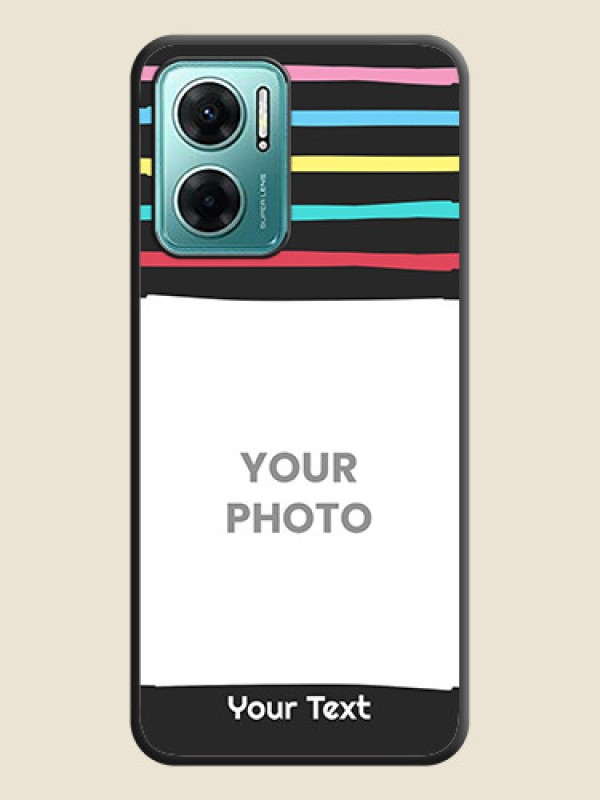 Custom Multicolor Lines with Image on Space Black Personalized Soft Matte Phone Covers - Xiaomi Redmi 11 Prime 5G - alternate view