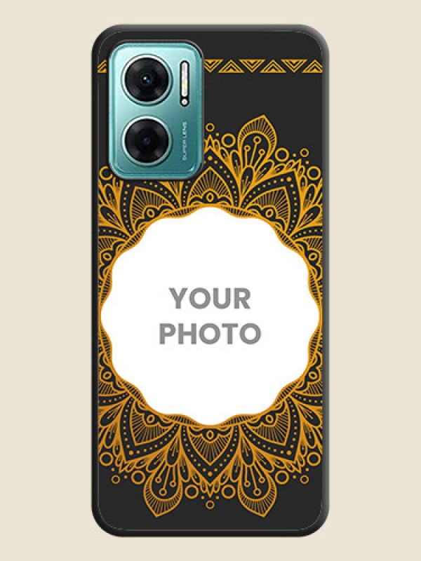 Custom Round Image with Floral Design on Photo on Space Black Soft Matte Mobile Cover - Xiaomi Redmi 11 Prime 5G - alternate view