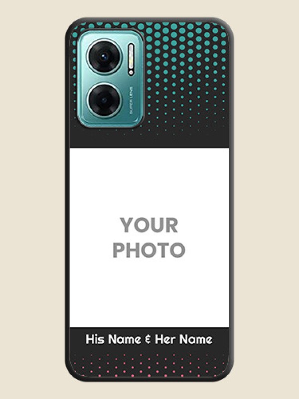 Custom Faded Dots with Grunge Photo Frame and Text on Space Black Custom Soft Matte Phone Cases - Xiaomi Redmi 11 Prime 5G - alternate view