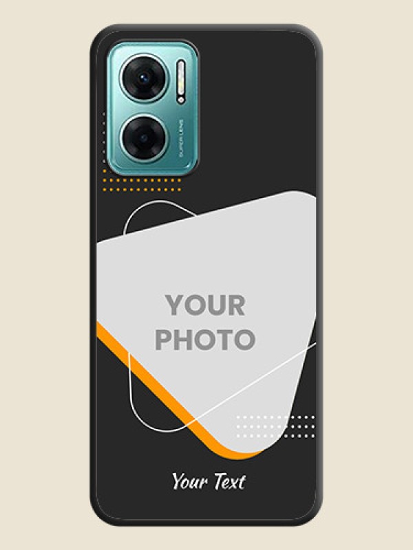 Custom Yellow Triangle on Photo on Space Black Soft Matte Phone Cover - Xiaomi Redmi 11 Prime 5G - alternate view