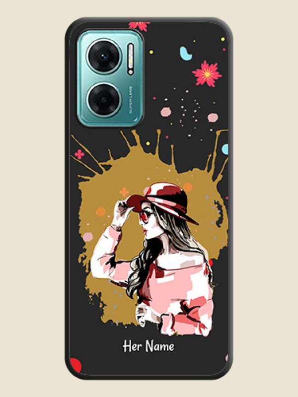 Custom Mordern Lady With Color Splash Background With Custom Text On Space Black Personalized Soft Matte Phone Covers -Xiaomi Redmi 11 Prime 5G - alternate view