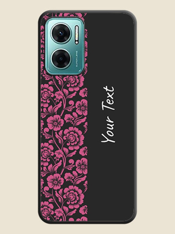 Custom Pink Floral Pattern Design With Custom Text On Space Black Personalized Soft Matte Phone Covers -Xiaomi Redmi 11 Prime 5G - alternate view