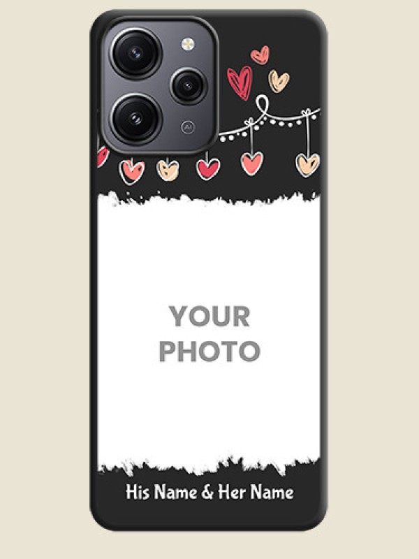 Custom Pink Love Hangings with Name on Space Black Custom Soft Matte Phone Cases - Redmi 12 4G - alternate view