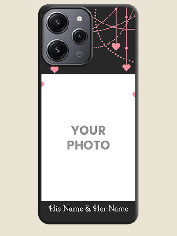 Custom Pink Love Hangings with Text on Space Black Custom Soft Matte Back Cover - Redmi 12 4G - alternate view