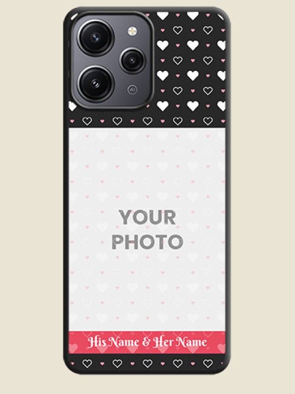 Custom White Color Love Symbols with Text Design - Photo on Space Black Soft Matte Phone Cover - Redmi 12 4G - alternate view