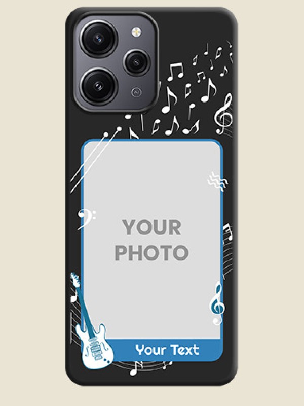 Custom Musical Theme Design with Text - Photo on Space Black Soft Matte Mobile Case - Redmi 12 4G - alternate view