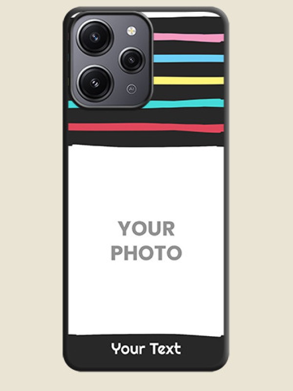 Custom Multicolor Lines with Image on Space Black Personalized Soft Matte Phone Covers - Redmi 12 4G - alternate view