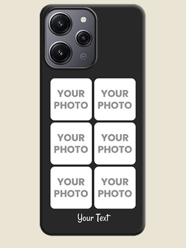 Custom Floral Art with 6 Image Holder - Photo on Space Black Soft Matte Mobile Case - Redmi 12 4G - alternate view