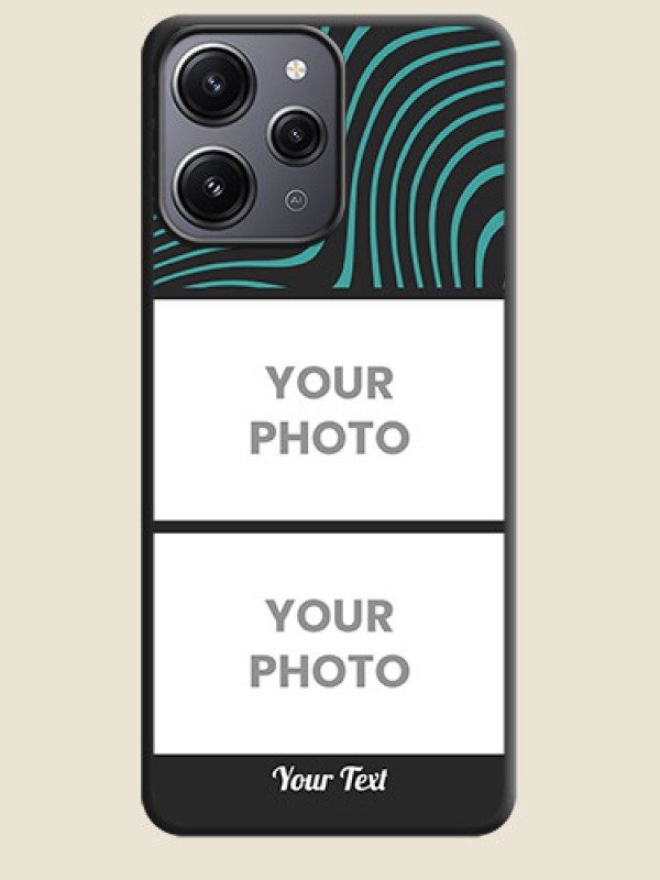 Custom Wave Pattern with 2 Image Holder on Space Black Personalized Soft Matte Phone Covers - Redmi 12 4G - alternate view