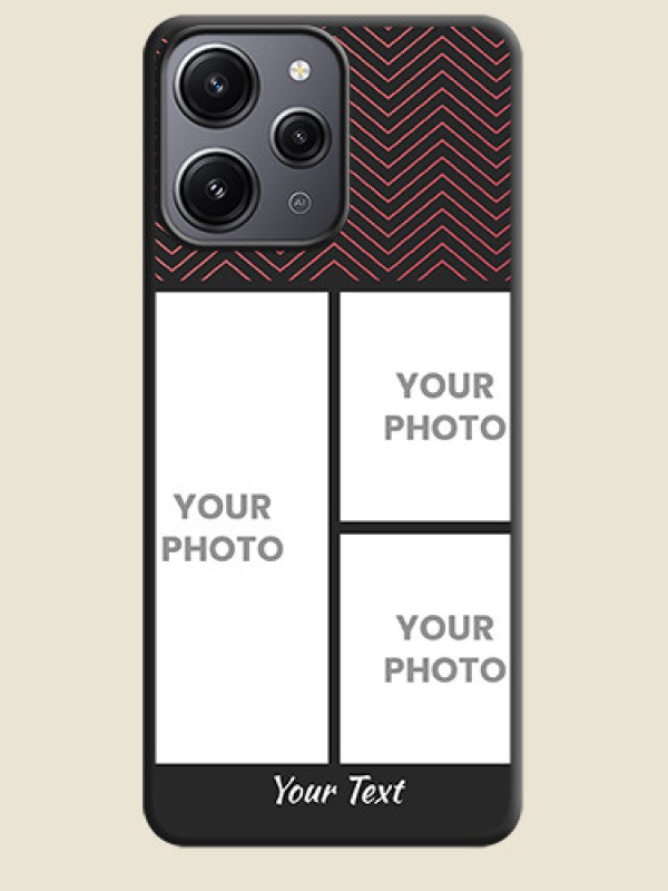 Custom Wave Pattern with 3 Image Holder on Space Black Custom Soft Matte Back Cover - Redmi 12 4G - alternate view