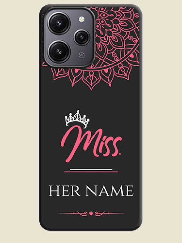 Custom Mrs Name with Floral Design on Space Black Personalized Soft Matte Phone Covers - Redmi 12 4G - alternate view