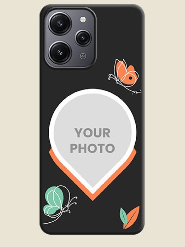 Custom Upload Pic With Simple Butterly Design On Space Black Personalized Soft Matte Phone Covers - Redmi 12 4G - alternate view