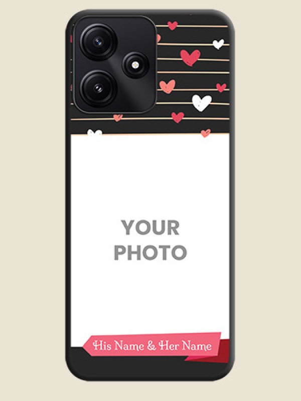 Custom Love Pattern with Name on Pink Ribbon - Photo on Space Black Soft Matte Back Cover - Redmi 12 5G - alternate view