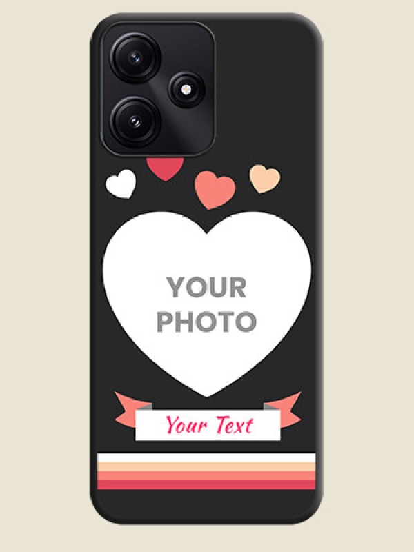 Custom Love Shaped Photo with Colorful Stripes on Personalised Space Black Soft Matte Cases - Redmi 12 5G - alternate view
