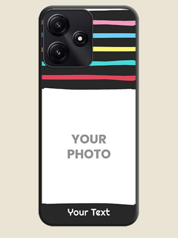 Custom Multicolor Lines with Image on Space Black Personalized Soft Matte Phone Covers - Redmi 12 5G - alternate view